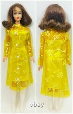 Vintage 1968 Twist N Turn Brunette Flip Barbie In Modern Yellow Raincoat USED
