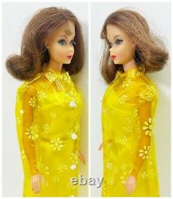 Vintage 1968 Twist N Turn Brunette Flip Barbie In Modern Yellow Raincoat USED