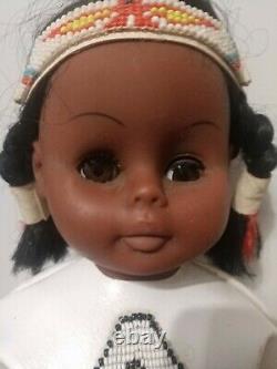 Vintage 1970s Boy & Girl Native American Indian Doll Set 17.50 Height