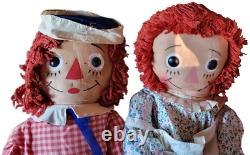 Vintage 1970s Knickerbocker Extra Large Raggedy Ann & Andy Dolls