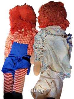 Vintage 1970s Knickerbocker Extra Large Raggedy Ann & Andy Dolls