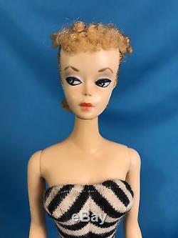 Vintage #1 Barbie Doll Blonde Ponytail Original Shoes Sunglasses Swimsuit TM Box