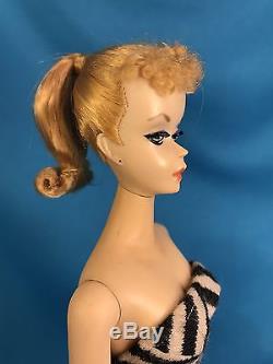 Vintage #1 Barbie Doll Blonde Ponytail Original Shoes Sunglasses Swimsuit TM Box