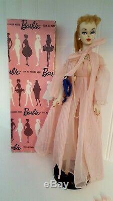 Vintage #1 Ponytail Barbie With original Pink Silhouette Box & T. M stand