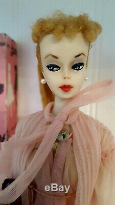 Vintage #1 Ponytail Barbie With original Pink Silhouette Box & T. M stand