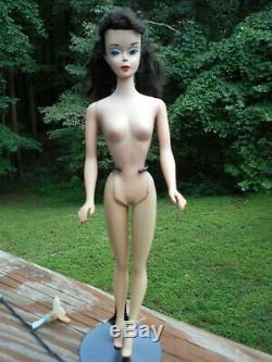 Vintage #3 BRUNETTE PONYTAIL BARBIE DOLL ALL ORIGINAL IN SWIMSUIT + GLASSES +++