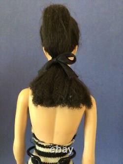 Vintage #3 Brunette Ponytail Barbie. Brown Eyeliner. In Box With Stand