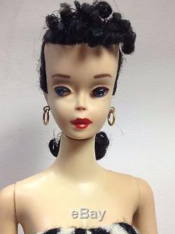 Vintage #3 Brunette Ponytail Barbie, Brown Liner, Original Face Paint