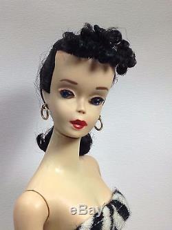 Vintage #3 Brunette Ponytail Barbie, Brown Liner, Original Face Paint
