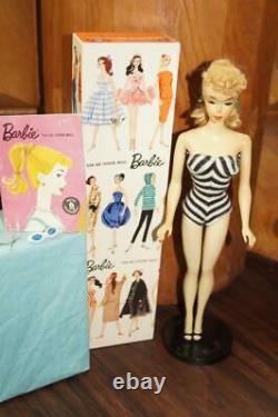 Vintage #3 Ponytail Barbie Blonde Box Stand Earrings OSS Shoes Pink Eyeliner