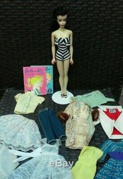 Vintage #3 Ponytail Barbie Doll Brunette with mostly original paint & clothes