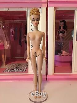 Vintage # 3 Ponytail Barbie With Brown Eyeliner, Blush And TM Body