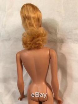 Vintage #4 Barbie Doll Blond Ponytail Solid Heavy T. M. Body Blue Eyeliner