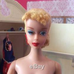 Vintage #4 Blonde Ponytail Barbie(Box, Stand & Evening Splendid Outfit)