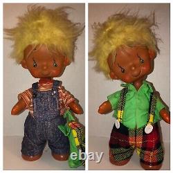 Vintage 60s KAMAR POCKY 14 Boy Doll Poseable Denim Plaid Teardrop Eyes RARE HTF