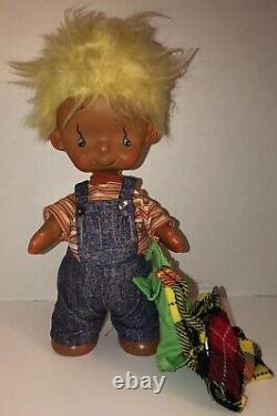 Vintage 60s KAMAR POCKY 14 Boy Doll Poseable Denim Plaid Teardrop Eyes RARE HTF