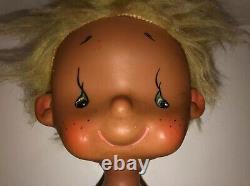 Vintage 60s KAMAR POCKY 14 Boy Doll Poseable Denim Plaid Teardrop Eyes RARE HTF