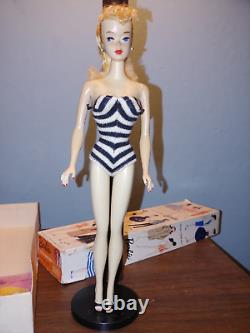 Vintage #850 Barbie Doll Number #3 In Original R Box and R Pedestal Stand