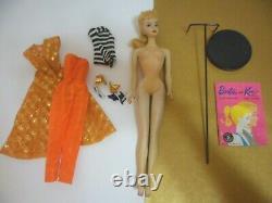 Vintage #850 Barbie Ponytail # 3 Original BLONDE w DINNER AT EIGHT 1960 STAND