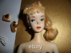 Vintage #850 Barbie Ponytail # 3 Original BLONDE w DINNER AT EIGHT 1960 STAND