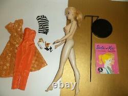 Vintage #850 Barbie Ponytail # 3 Original BLONDE w DINNER AT EIGHT 1960 STAND