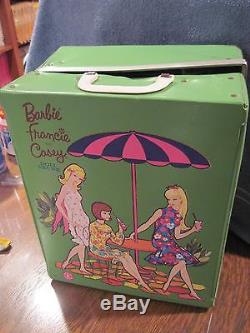 Vintage American Girl Barbie and Two Francies in case with 12 nice outfits