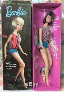 Vintage American Girl Brunette Barbie Doll 1070 Wrist tag Box Long Hair