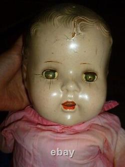 Vintage Antique 24 Unmarked Composition Baby Doll Soft Body & Sleepy Eyes Cryer