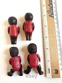 Vintage Antique Celluloid Black Jointed Baby Dolls Lot of 4