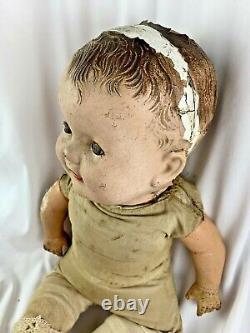 Vintage Authentic Cloth & Composite Creepy Doll Goth Haunted Halloween Horror