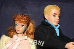 Vintage BARBIE & KEN DOLLS with Lot of CLOTHES and 2 CASES - Marked JAPAN