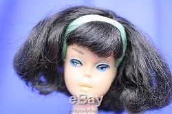 Vintage Barbie #1070 Brunette Side Part American Girl, Yellow Lips