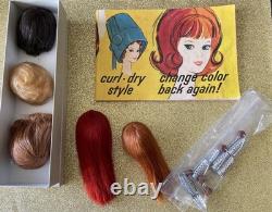 Vintage Barbie 1963 Fashion Queen Original 3 Wigs/2 color&curl wigs/curlers