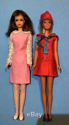 Vintage Barbie 1965 Francie Dolls, Case, Clothes, Shoes, Bend Leg, TNT Lot HTF