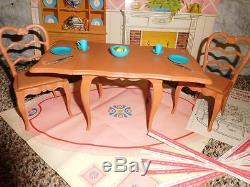 Vintage Barbie 1965 Go Together Dining Room Table and Chairs Set Chair NC