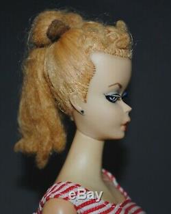Vintage Barbie #1 Doll 1959 Blonde Ponytail By Mattel Beautiful With Dress