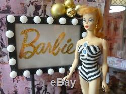 Vintage Barbie #1 blond ponytail 1959, Box, Stand
