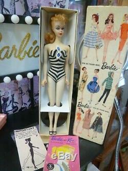 Vintage Barbie #2 blond ponytail TM Box, TM Stand