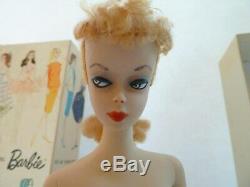 Vintage Barbie #2 blond ponytail TM Box, TM Stand
