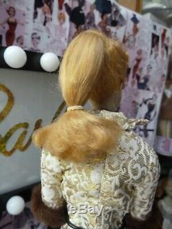 Vintage Barbie #2 blond ponytail TM Box, TM Stand