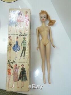 Vintage Barbie #2 blond ponytail TM Box, TM Stand