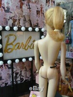 Vintage Barbie #2 blond ponytail TM, square box on foot