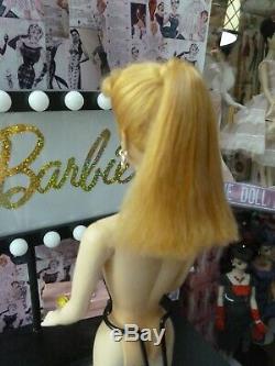 Vintage Barbie #2 blond ponytail TM, square box on foot