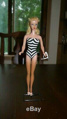 Vintage Barbie # 3 Blond Ponytail Doll, Blue Eyeliner, T. M Mattel Original Ex