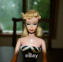 Vintage Barbie # 3 Blond Ponytail Doll, Blue Eyeliner, T. M Mattel Original Ex