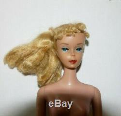 Vintage Barbie # 3 Blond Ponytail Doll, Blue Eyeliner, T. M Mattel Original Ex