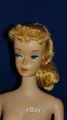 Vintage Barbie #3 Blond Ponytail Tm, Rare Blue Eyeliner, Original