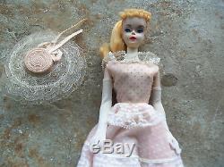 Vintage Barbie 3 Blonde Ponytail Plantation Belle Half Slip 966 Pink Dress Hat