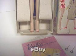Vintage Barbie #3 Blonde Ponytail-shoes-swimsuit-sunglasses-box-stand-mib