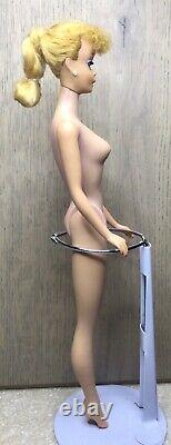 Vintage Barbie #5 5 Ponytail Blonde ORIGINAL TOP KNOT AND HARD CURL